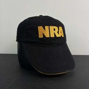 NRA National Rifle Association Dad Hat Black Gold Cap Strapback Adjustable